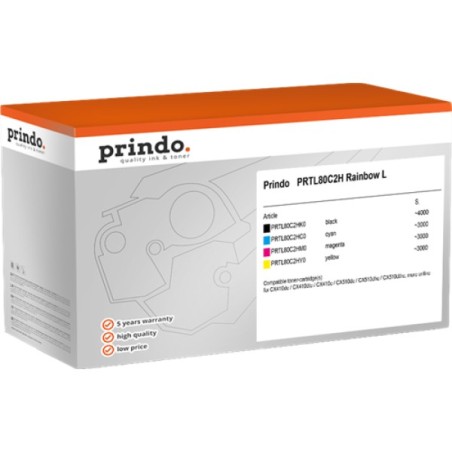 ORIGINAL Prindo Multipack nero / ciano / magenta / giallo PRTL80C2H Rainbow Classic L ~13000 Seiten